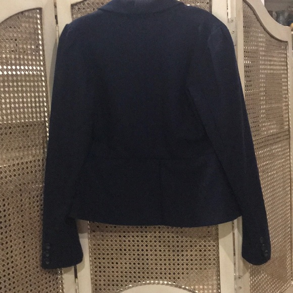 Peplum Navy Blazer with One Button - Picture 2 of 3
